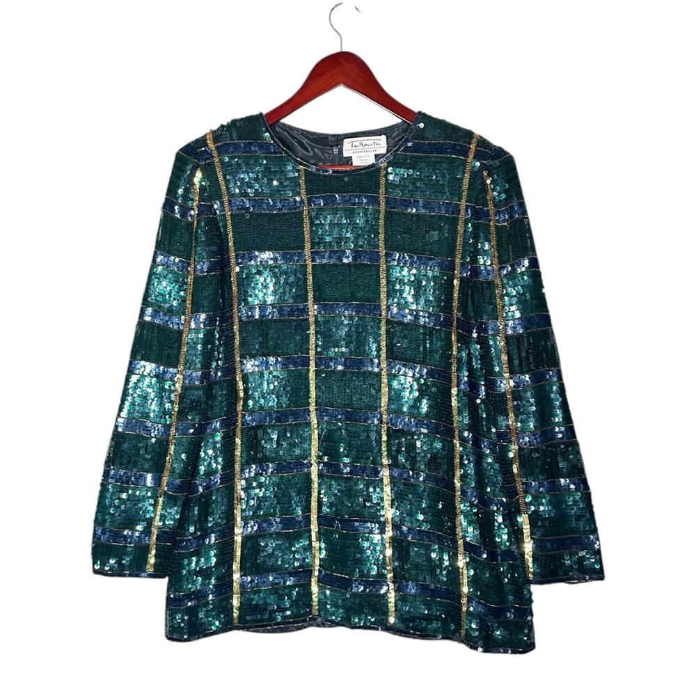 VINTAGE 80’s Sequined Silk-Lined Blouse - Picture 2 of 13